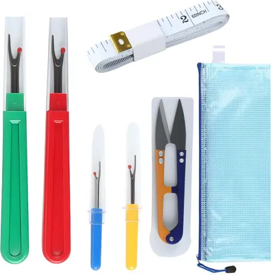 Produktbild von 7-teiliges Set Nahttrenner, Nahtauftrenner für professionelle Näharbeiten, Saumtrenner mit Schutzkappe, Nähzubehör und Fadenschneider für DIY-Projekte