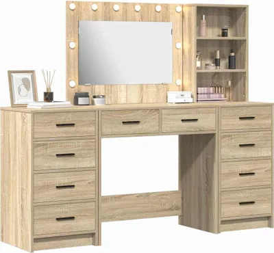 Immagine prodotto di Tavolo da Trucco 3 pcs Rovere Sonoma Legno multistrato