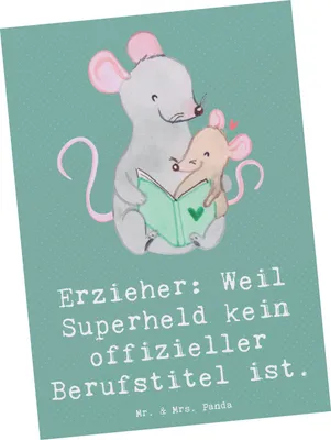 Produktbild von Mr. & Mrs. Panda Postkarte Erzieher Superheld - Meeresbrise - Geschenk, Grußkarte, Engagement, Postkarten, Berufsalltag, bildkarte, Motivkarte, Berufspassion, Kita, Beruf