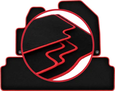 Produktbild von Fußmatten Velours Schwarz/Rot für Citroen C5 III X7 2008-2017 Set 3-tlg