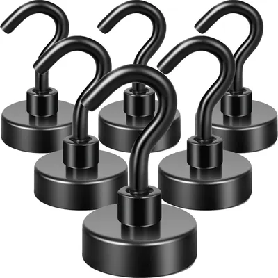 Productafbeelding van Magneethaken, draagvermogen 20 kg, zwart, set van 6