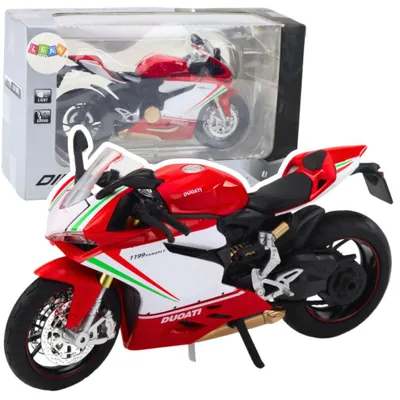Produktbild von Lean Toys Sportmotorrad Metall Rot Weiß Lichter Sound 1:12