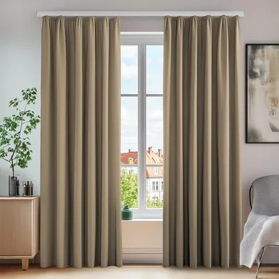 Produktbild von Verdunklungsvorhänge mit Kräuselband Kälteschutz 245x140 cm Taupe 2er Set