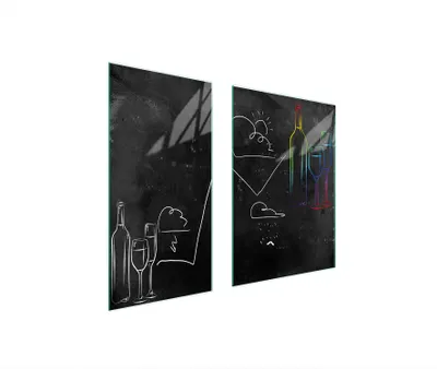 Produktbild von Herdabdeckplatten 2 teilig 75x52 Glaskeramikkochfeld Abdeckung Glas Schneidebrett Wein Schwarz