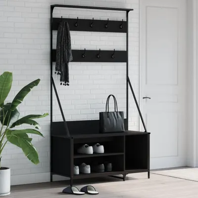 Produktbild von vidaXL Věšák na kabáty s botníkem černý 100x41x184 cm