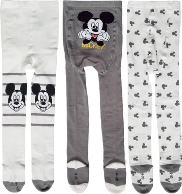 Produktbild von Disney Mickey Mouse Baby Strumpfhose für Jungen und Mädchen - Babystrumpfhose Babykleidung Grau/Weiß (3er Pack) 74-80