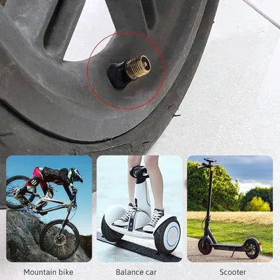 Immagine prodotto di Set di valvole per scooter elettrici, 4 pezzi, lunghezza 27 mm, fascetta da 9 mm / 0,35 pollici, valvola tubeless, per scooter elettrici