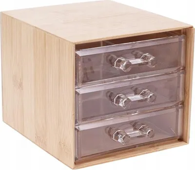 Immagine prodotto di Organizer da bagno in plastica bambù con 3 cassetti