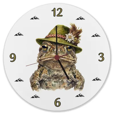 Produktbild von Erdkröte mit alpenländischem Trachtenhut Wanduhr aus MDF