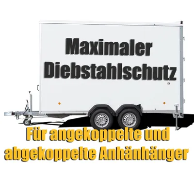 Produktbild von Thats Shopping GmbH, universelles Anhänger-Kastenschloss für optimalen Diebstahlschutz, ideal für angekoppelte & abgekoppelte Anhänger, aus hochwertigem, witterungsbeständigem rostfreiem Stahl, ca. 1795g, einfache Handhabung.
