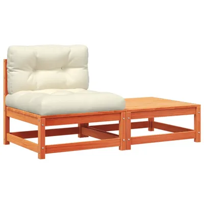Immagine prodotto di vidaXL Divano da giardino senza braccioli con cuscini e pouf