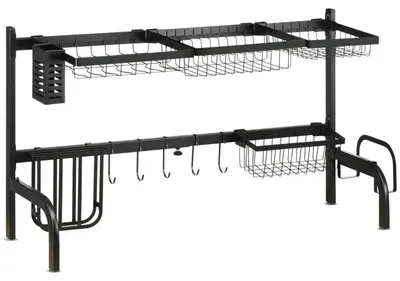 Obrázek produktu pro Odtoková plocha nad dřezem – výškově nastavitelná | Barva: černá | Rozměry: 93 x 30 x 52 cm