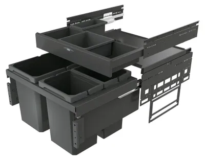 Produktbild von Naber Cox® Base 360 S/600-3 mit Base-Board, Abfallsammler für Frontauszüge, ohne Biodeckel, anthrazit, H 460 mm 8013374