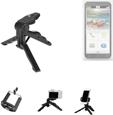 Produktbild von K-S-Trade Stativ Tisch-Ständer Dreibein Handy-Stativ Ständer kompatibel mit Emporia Smart.5mini Mini-Stativ Smartphone Tripod Handy-Stativ aus