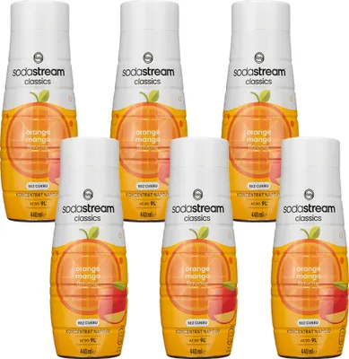 Zdjęcie produktu dla Sodastream Syrop Pomarańcza Mango 6x440ml bez cukru z witaminami E B3 B6 D