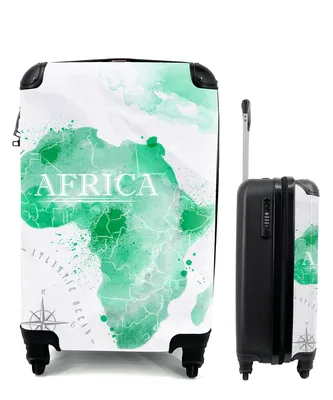 Produktbild von MuchoWow® Koffer Handgepäck Trolley Rollkoffer Kleine Reisekoffer mit 4 Rollen - Afrika - Weltkarte - Aquarell - Cabin Size < 55x40x23 cm & 55x40x20 cm - Fotokoffer - Kabinenkoffer - Boardgepäck - Reise-Box - Reisekoffer - Reisegepäck - Koffer mit Bild - Trolley für Kinder