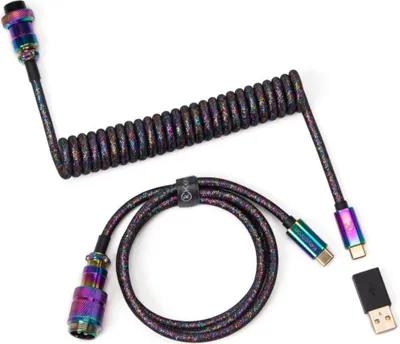 Obrázek produktu pro Kabel ke klvesnici Keychron Premium Aviator Straight USB-C - USB-C, duhov ern