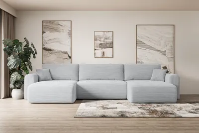 Produktbild von ALTDECOR Wohnlandschaft mit Schlaffunktion und Bettkasten ORRO-U 362x145x83cm GraU universal, links/rechts angeordnet Ecksofa U-Form Schlafsofa