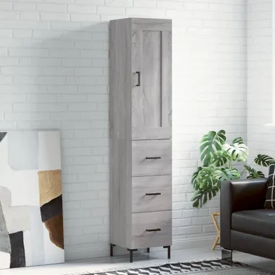 Produktbild von vidaXL Highboard Grau Sonoma 34,5x34x180 cm Holzwerkstoff