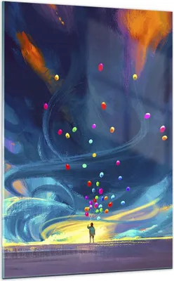 Produktbild von Bilder auf glas - Einteilig - Abstraktion Ballon - 70x100cm - Glasbilder - Wandbilder - Bilder - zum Aufhängen bereit - Wanddekoration aus Glas - Glas Bilder - Wandbild auf Glas - GPA70x100-3714