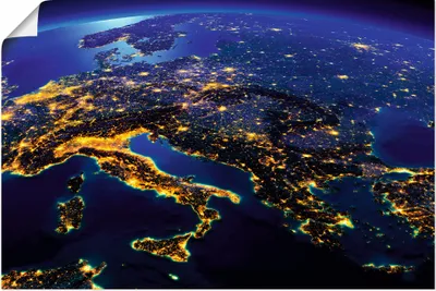 Produktbild von ARTland Poster Südliches Europa vom Weltraum Größe: 60x40 cm