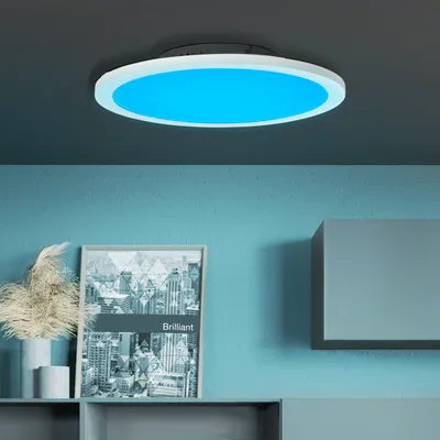 Produktbild von BRILLIANT modernes LED Panel ABIE Aufbaupaneel Durchmesser 40cm - Dimmbare Deckenlampe mit RGB und Fernbedienung - Metall/Kunststoff Weiß