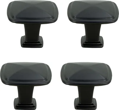 Immagine prodotto di set di 4 pomelli quadrati in alluminio nero con finitura opaca per armadi e cassetti