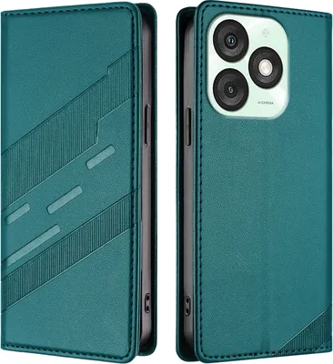 Image de Etui pour itel A50, étui portefeuille en cuirPolyuréthaneavec fente pour cartes et fonction stand Grün