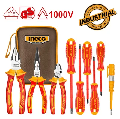 Obrázok produktu pre Sada elektrikárskych skrutkovačov a klieští, 9ks, Ingco