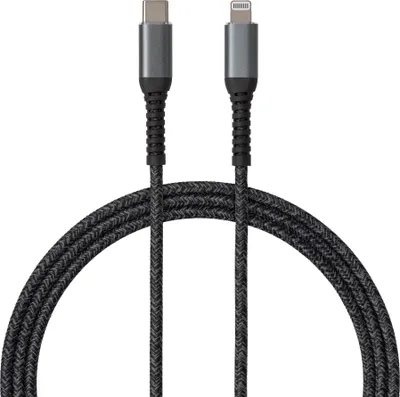 Produktbild von QUALO Recycling USB-C/Lightning Kabel 2,4 A 1 m QRC-CL-01 Schnellladung 27 W, langlebig, knickfest