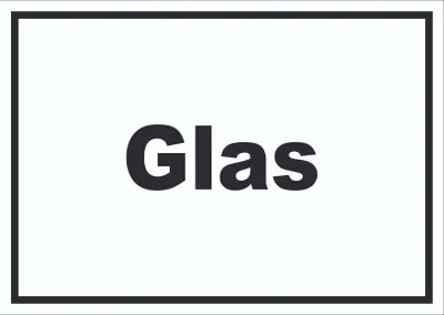 Produktbild von Glas Mülltrennung Schild mit Text waagerecht A5 Rückseite selbstklebend