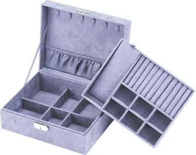 Produktbild von Intirilife hochwertige Juwelenbox Schmuckschatulle Accessoirekästchen in Lila - Zum Aufbewahren von Ringen Ketten Uhren Ohrringen und Armbändern
