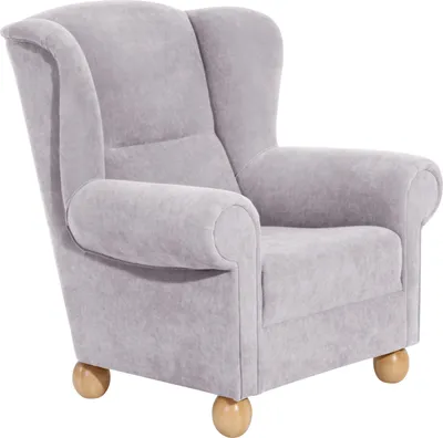Produktbild von Max Winzer Ohrenbackensessel Monarch - Velourstoff silber - Maße: 93 x 87 x 100 cm