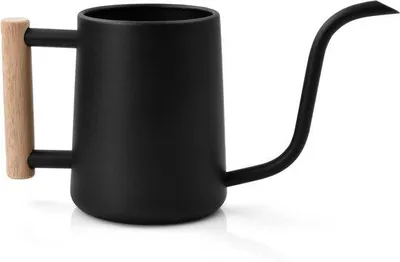 Produktbild von Famanu Gießkanne 1000 ml aus rostfreiem Edelstahl mit langem Ausguss - schwarz