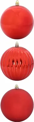 Image de vidaXL, ensemble de boules de Noël XXL, 3 pièces, rouge, diamètre 25 cm, plastique