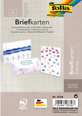 Obrázok produktu pre Folia 8756 Listová karta - A6, 190 g/m2, biela, jednotlivá, 25 kusov