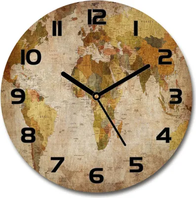 Produktbild von Wanduhr aus Glas 30fi Glasbild Glasuhr Gehärtetes Glas - schwarze-zeiger - Political map