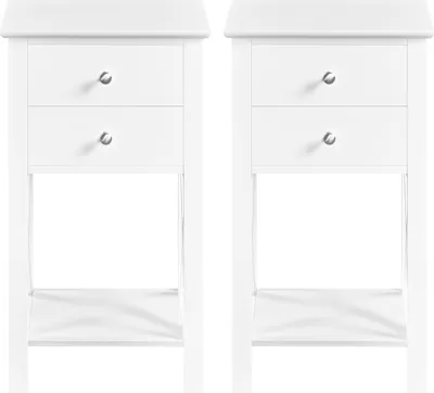 Produktbild von Yaheetech 2er Set Nachttische mit 2 Schubladen und 1 Ablagefach Nachtschrank Couchtisch Sofatisch aus MDF für Wohnzimmer und Schlafzimmer Stabil Weiß