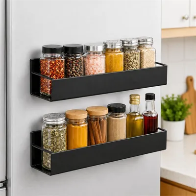 Immagine prodotto di Omgoods - Porta spezie magnetico per frigorifero - Set di 2, nero