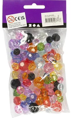 Produktbild von Facettenperlen, Größe 10-12-16 mm, Lochgröße 1-2,5 mm, Sortierte Farben, 75 g, 100 Stk/ 1 Pck [HOB-618780]