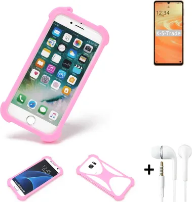 Produktbild von K-S-Trade Bumper + Kopfhörer kompatibel mit Sharp Aquos Sense6 Handy Hülle Schutzhülle Silikon Schutz Hülle Cover Case Silikoncase Silikonbumper