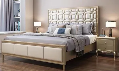 Produktbild von Bett Betten Doppelbett Schlafzimmer Kunstleder Polster Beige Doppelbetten Neu