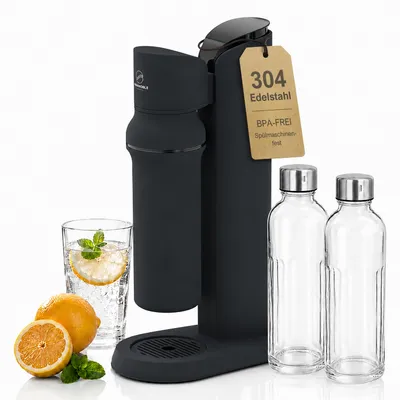 Produktbild von AQUANOBLE Premium Wassersprudler aus Edelstahl inkl. 2 Wasser Flaschen– Soda Maker