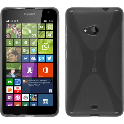 Produktbild von PhoneNatic Case kompatibel mit Microsoft Lumia 535 - grau Silikon Hülle X-Style + 2 Schutzfolien