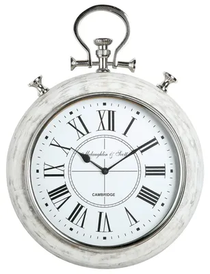 Zdjęcie produktu dla GILDE Wanduhr, rund, "Bocina", Mangoholz, Metall, weiß, , H. 50 cm, D. 36 cm 41137