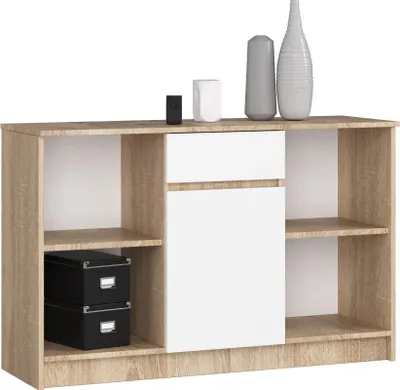Immagine prodotto di Comò B-17 Sonoma e Bianco con Cassetto Bloccabile e Design Modulare per Soggiorno, Camera da Letto e Ingresso