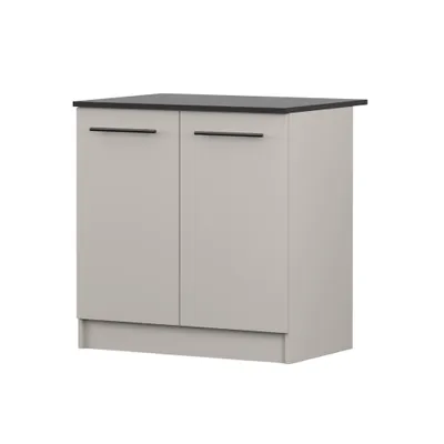 Produktbild von Unterschrank INEZ V, Küche, Küchenschrank zweitürig 80 cm Kaschmir/Schwarz mit zwei Drehtüren, schwarze Metallgriffe