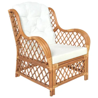 Produktbild von Sessel mit Kissen Hellbraun Natur-Rattan und Leinen , Schlafsofas Design 2024