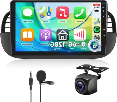Image de Autoradio Fiat 500 - Système audio de voiture - Système multimédia - Système de navigation - Autoradio CarPlay - Écran tactile de 9 pouces