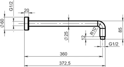 Productafbeelding van Wanddouchearm Novaservis 350 mm, zwart, modelnummer RAM350,5